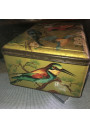 Lithographed sheet metal box with bird decoration signed M.BEAUDETS