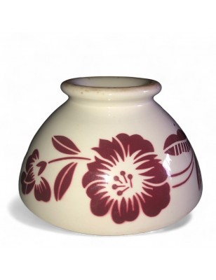 Ancien grand bol Digoin Ø 17 cm Décor floral bordeaux