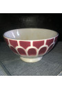Old large burgundy and white faceted bowl Ø 15.2 cm