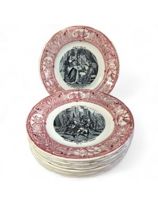 Ensemble de 11 assiettes à dessert anciennes Jeanne D'Arc - Gien