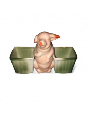 Ancien saleron double en porcelaine | Cochon salerons