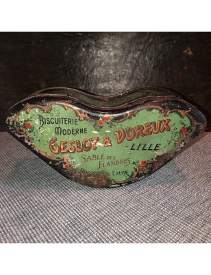Ancienne boîte publicitaire en tôle Biscuiterie GESLOT & VOREUX