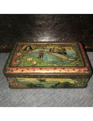 Ancienne boîte en tôle lithographiée BISCUITS OLIBET