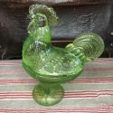 Old glass candy box | Green Rooster