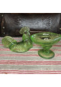 Ancienne boîte bonbonnière en verre | Coq vert