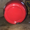 Pichet / Broc en tôle émaillée rouge à pois blancs