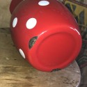 Pichet / Broc en tôle émaillée rouge à pois blancs
