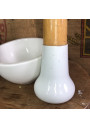 Ancien mortier et son pilon en bois et porcelaine