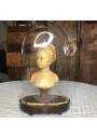 Old wax bust "Louise Brongniart" under a bride's dome after Jean-Antoine Houdon