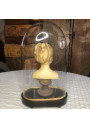 Old wax bust "Louise Brongniart" under a bride's dome after Jean-Antoine Houdon