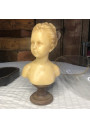 Old wax bust "Louise Brongniart" under a bride's dome after Jean-Antoine Houdon