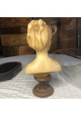 Old wax bust "Louise Brongniart" under a bride's dome after Jean-Antoine Houdon