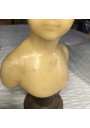 Old wax bust "Louise Brongniart" under a bride's dome after Jean-Antoine Houdon