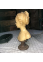 Old wax bust "Louise Brongniart" under a bride's dome after Jean-Antoine Houdon