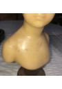 Old wax bust "Louise Brongniart" under a bride's dome after Jean-Antoine Houdon