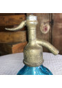 Old blue bottle pyramidal siphon "Brasserie de la Meuse"