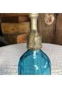 Old blue bottle pyramidal siphon "Brasserie de la Meuse"