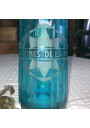 Old blue bottle pyramidal siphon "Brasserie de la Meuse"