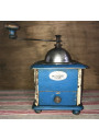 Ancien moulin à café bleu et blanc à colonnes Peugeot Frères