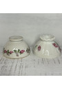 Set of 2 old small bowls with floral decoration