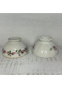 Set of 2 old small bowls with floral decoration