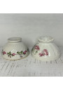 Set of 2 old small bowls with floral decoration