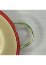 Old small enamelled sheet metal soup tureen with floral decoration