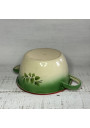 Old small enamelled sheet metal soup tureen with floral decoration