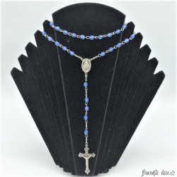 Blue beads rosary with miraculous medal