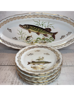 Service à poisson vintage en porcelaine L. France