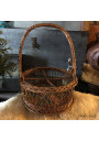 Vintage wicker tray and bottle basket set