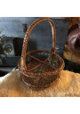 Vintage wicker tray and bottle basket set