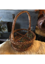 Vintage wicker tray and bottle basket set