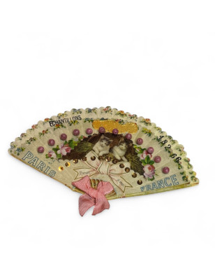 Beaded Sampler Fan | Cats Motif | Paris France