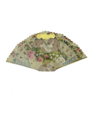 Antique pearl Sampler Fan | Dove Pattern | Paris France