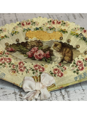 Pearl Sampler Fan | Roses and Cat | Paris France