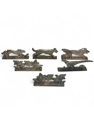 6 Art Deco zoomorphic knife rests in silver metal
