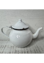 Ancienne petite théière en tôle émaillée blanc 0,7 L