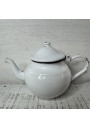 Ancienne petite théière en tôle émaillée blanc 0,7 L