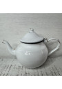 Ancienne petite théière en tôle émaillée blanc 0,7 L