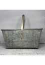 Old rectangular galvanized metal basket