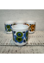 Set of 4 vintage white opaline cups with large flower decoration