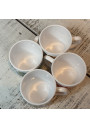 Set of 4 vintage white opaline cups with large flower decoration
