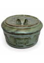 Antique Denbac ceramic butter dish – Sage green, Art Deco