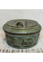 Ancien beurrier en grès Denbac – Vert sauge, Art déco