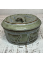 Antique Denbac ceramic butter dish – Sage green, Art Deco