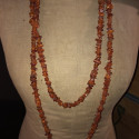 Large vintage amber chip sautoir necklace