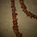 Large vintage amber chip sautoir necklace