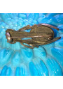 Ancienne broche cigale à cabochon en pierre verte