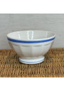 Antique small white faceted bowl with blue rim